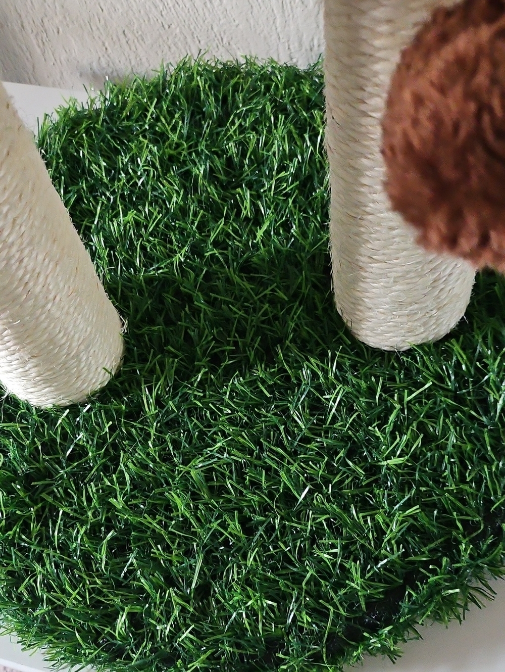 Mushroom-Shaped Cat Scratching Post with Grass Base - Brown - Picture 3 of 4
